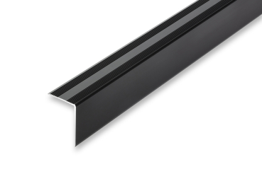Treppenkantenprofil schwarz ungebohrt fein gerieft 30 x 42 x 900 mm