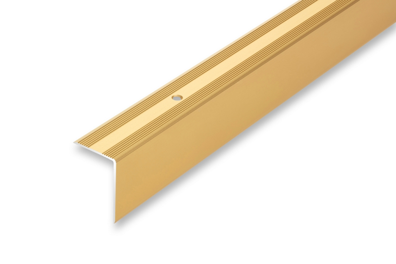 Treppenkantenprofil gold gebohrt fein gerieft 30 x 52 x 1700 mm